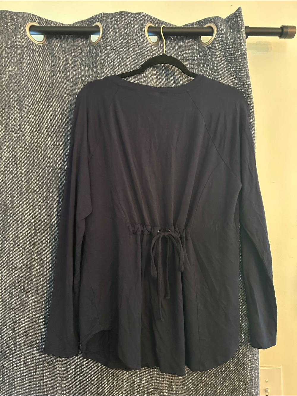 CAbi Navy Long-Sleeve Drawstring-Waist Top